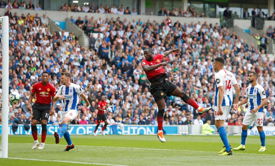 Romelu Lukaku leapt into the air to head home