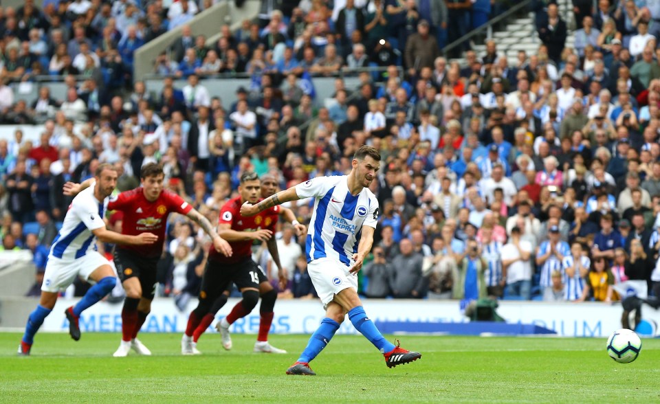 Pascal Gross was fouled but he got up to fire home the penalty