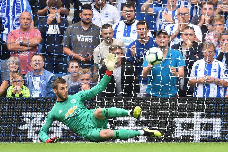 Underfire United keeper David De Gea got a foot to the pen