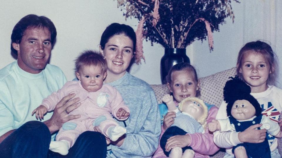  Chris Dawson with his partner Joanne, their baby Kristin, and Shanelle and Sherryn - Chris's kids from his marriage to Lyn - in 1985