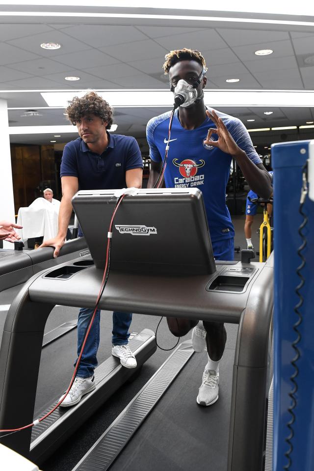  Tammy Abraham is put through his paces at Chelsea's Cobham HQ