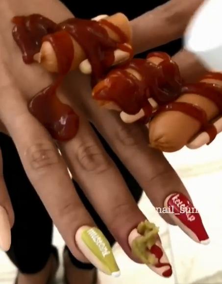  The salon created hotdog nails