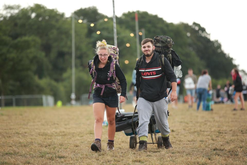  Festival goers begin to arrive at Leeds Festival where grey skies are looming