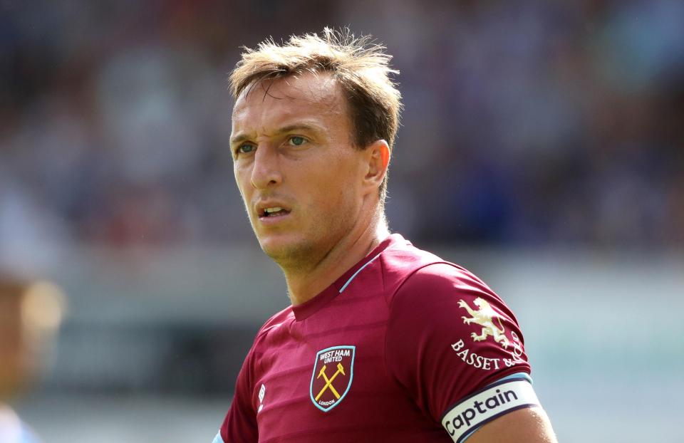  West Ham club captain Mark Noble has been dropped and replaced with Carlos Sanchez in midfield, meaning Marko Arnautovic is given the armband