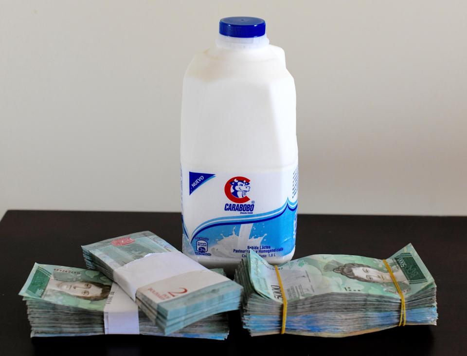  You'll need 11 million bolivar to take home a litre of milk