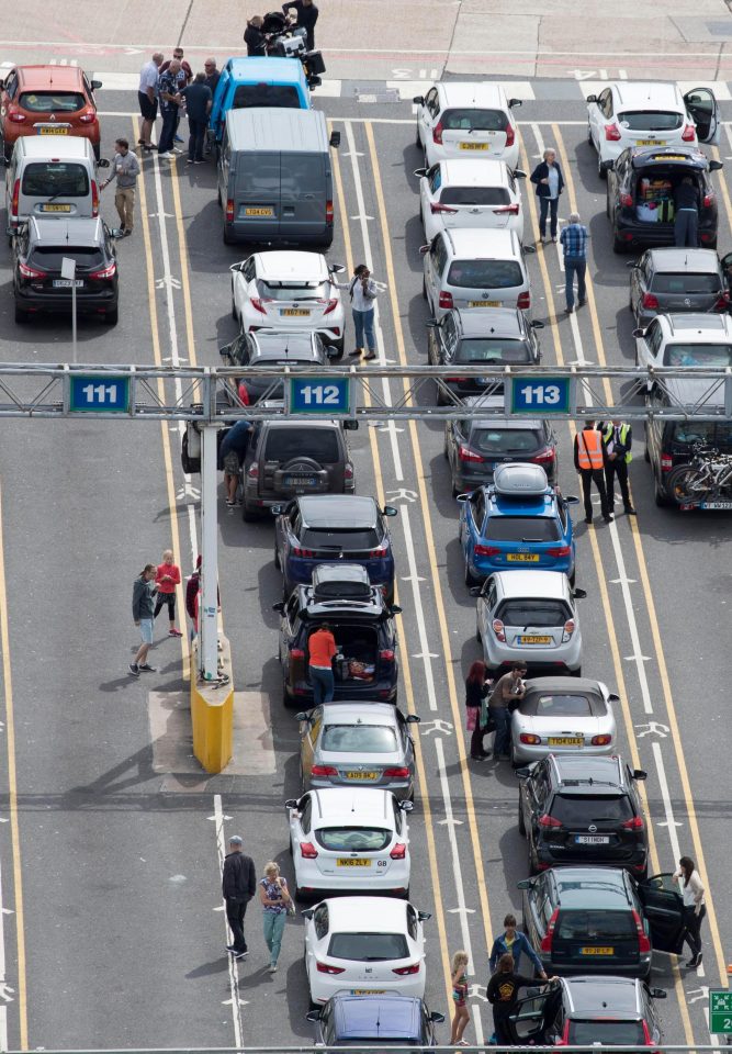  Ferry passengers suffering lengthy queues at the Eastern Docks in Dover, Kent