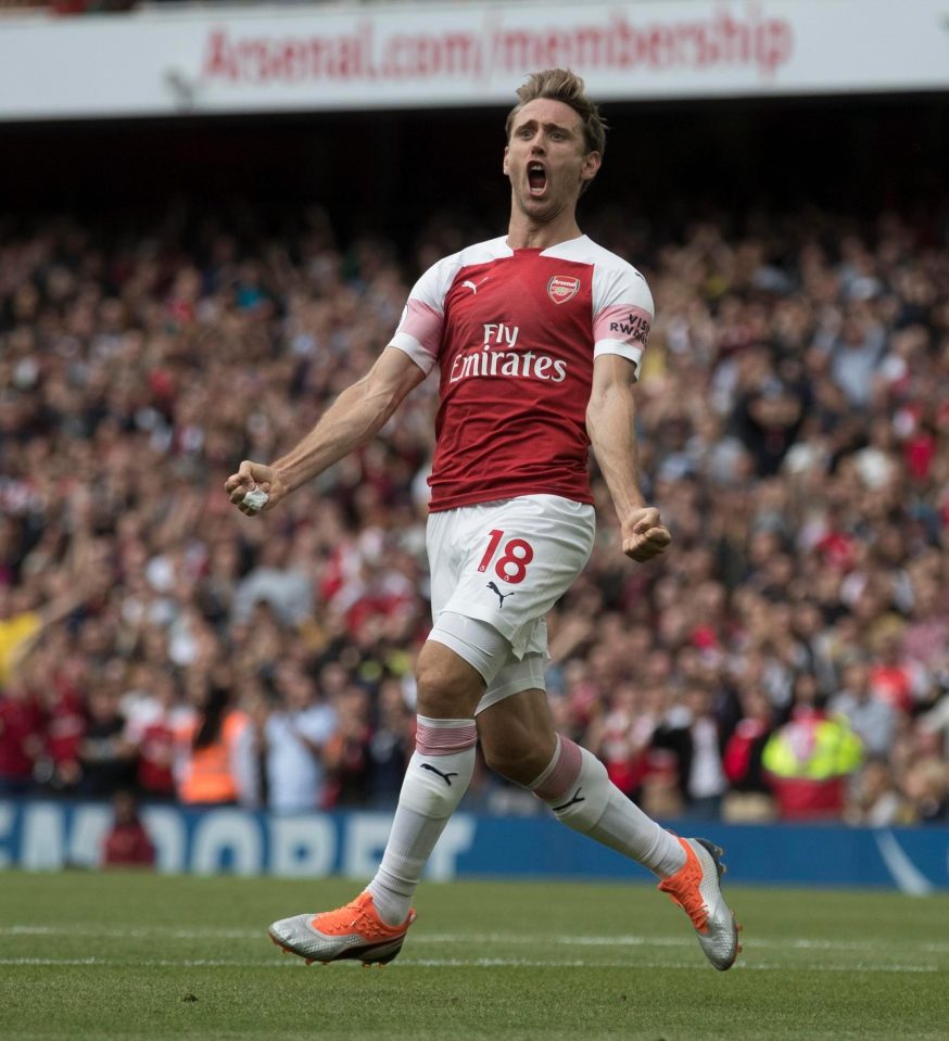  Monreal celebrates after opening his account for the season