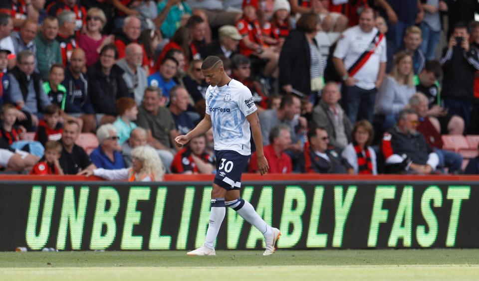  Richarlison was sent off for an apparent headbutt on Adam Smith