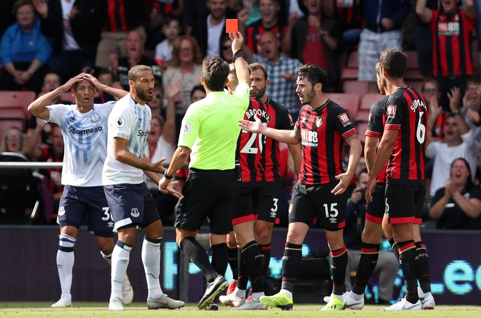  Everton were the first to be reduced to ten men when Richarlison was sent off on 41 minutes