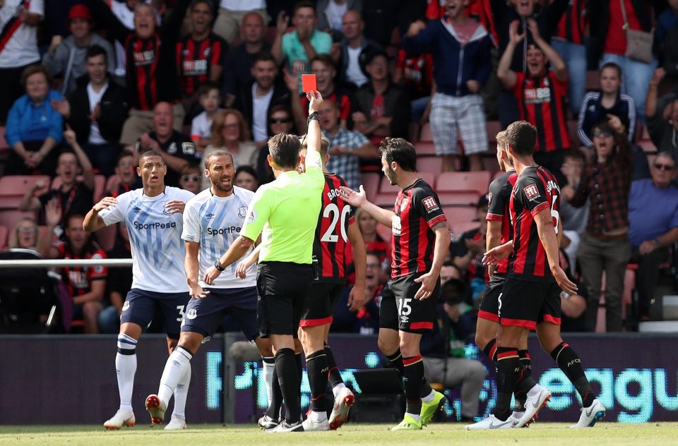  Lee Probert showed Richarlison the red for his moment of hot-headedness