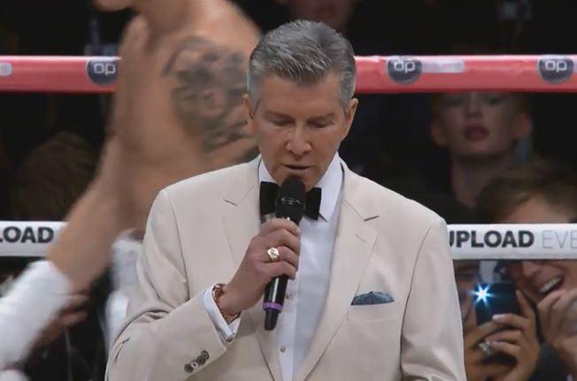  Michael Buffer introduced both fighters for their special night in Manchester