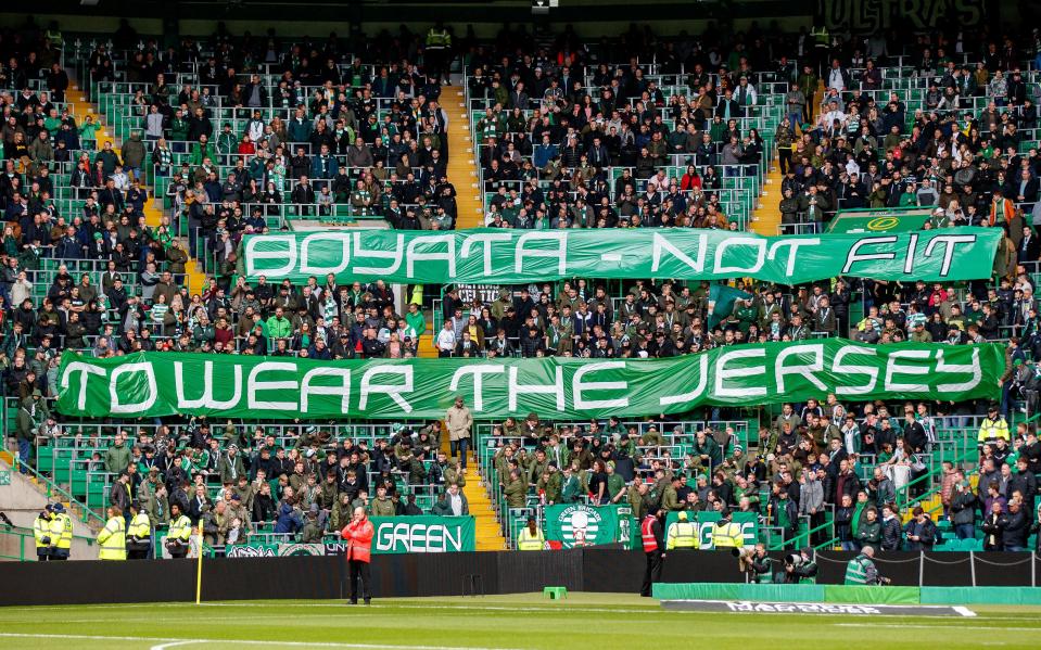  Dedryck Boyata's return to the Celtic side was met with dismay by supporters who made their feelings clear on him with a no-nonsense banner