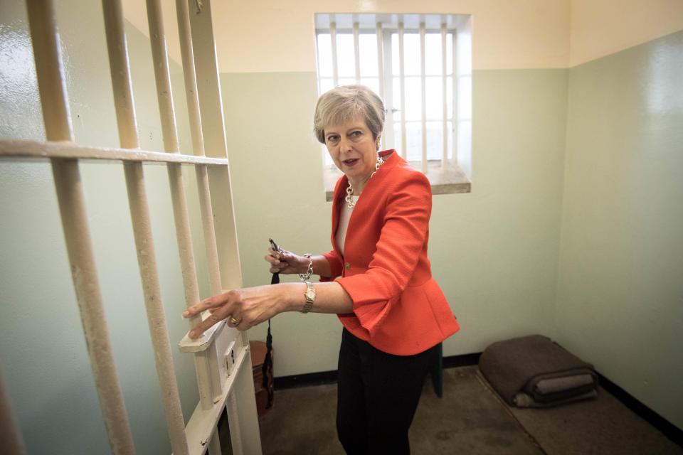  Theresa May visited Robben Island where Nelson Mandela was held for 18 years