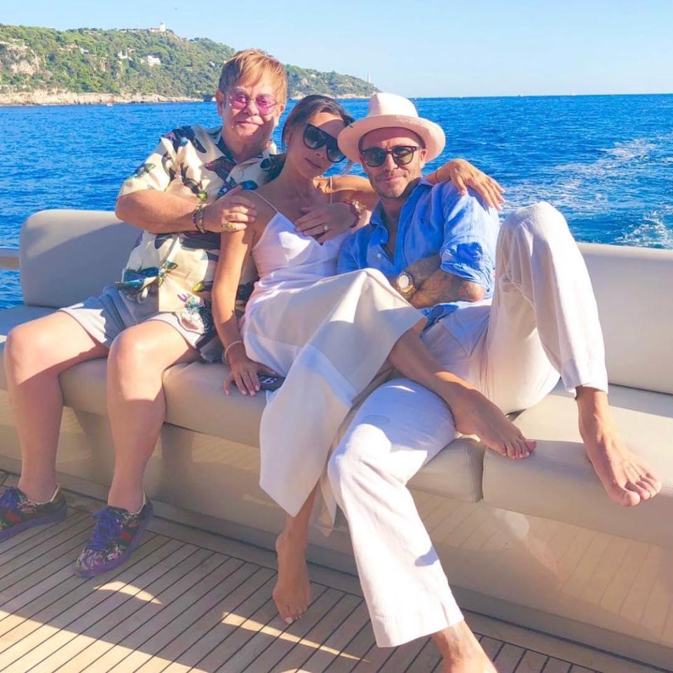  Elton also posted a picture of himself with his good pals Posh and Becks