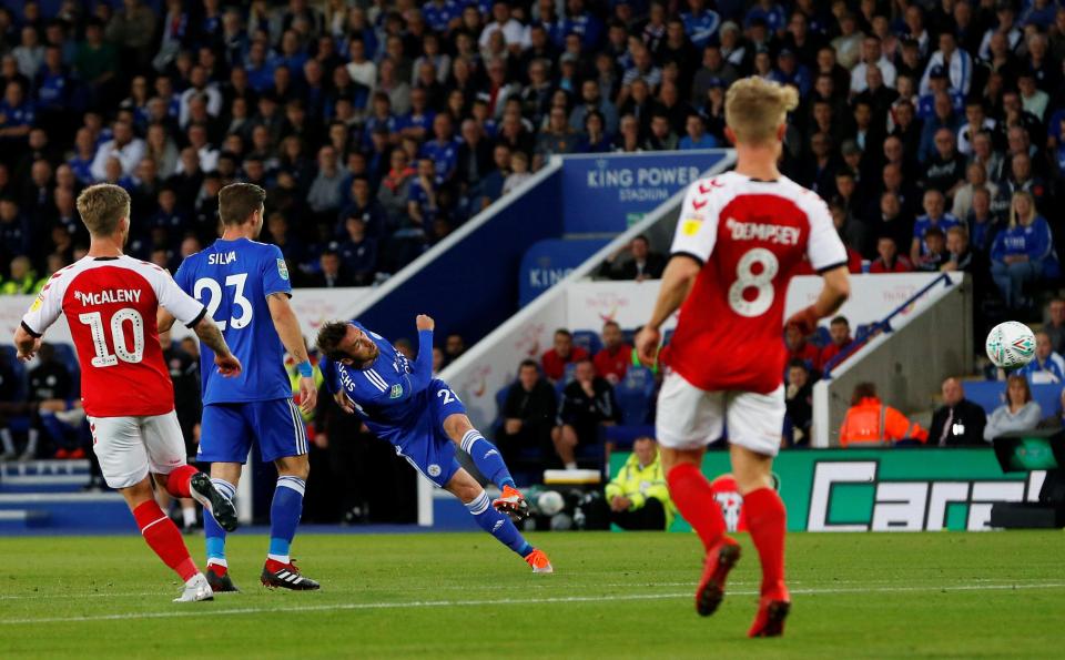  Fuchs fired in with his left foot at the King Power