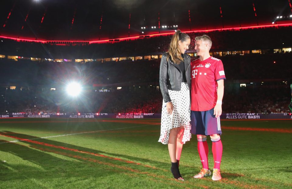  Ana Ivanovic joined Bastian Schweinsteiger on the pitch at Allianz Arena