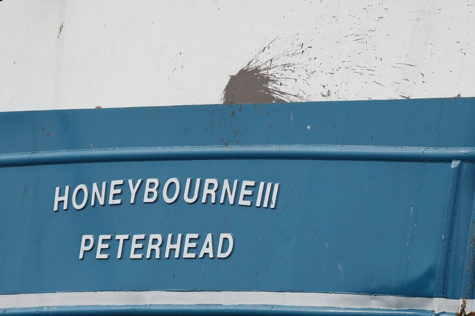 A splatter mark on the stern of the Honeybourne III