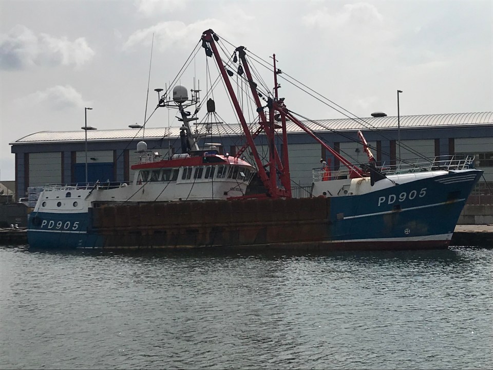 Honeybourne III in Shoreham Harbour today where crew were assessing the damage