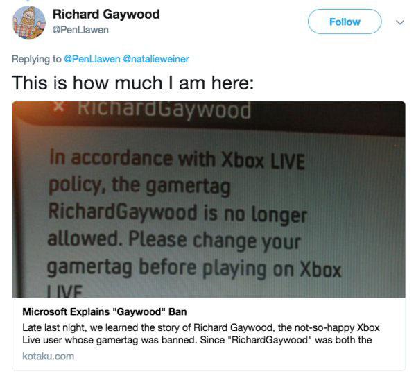  Richard Gaywood had his Xbox LIVE struck off