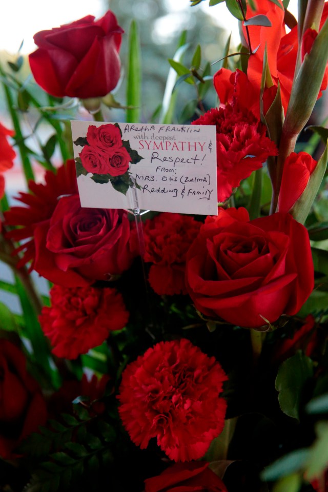 Flowers from the family of singer Otis Redding are delivered to the church