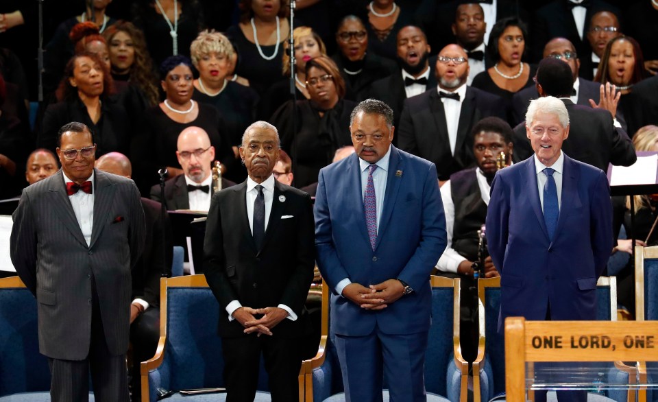 Louis Farrakhan, Rev. Al Sharpton, Rev. Jesse Jackson and former President Bill Clinton