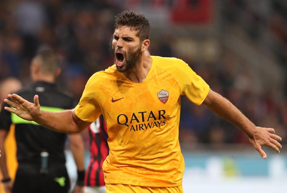  Fazio, 31, reacts after putting Roma back on level terms against Milan