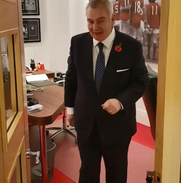 Eamonn has a home office decorated with Manchester United memorabilia