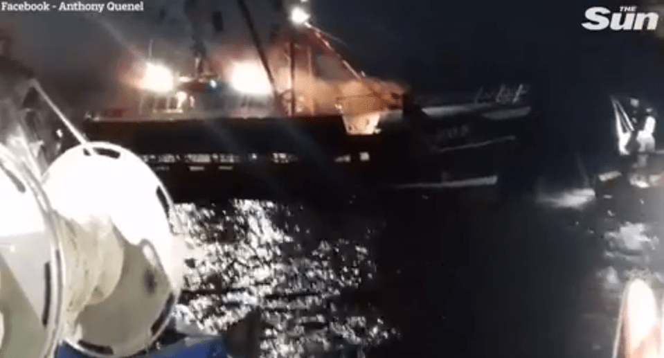  The British trawler was reportedly petrol bombed by rival French fishermen