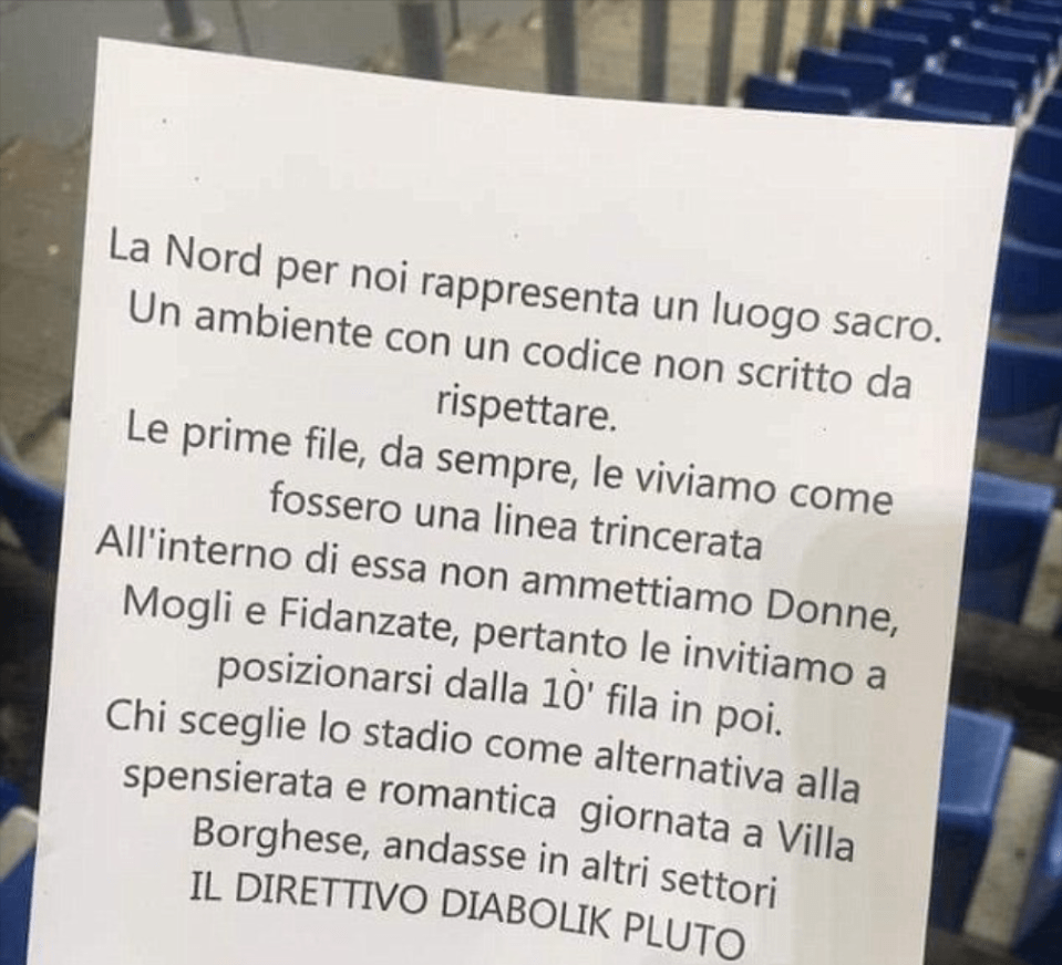  The flyer was handed out around the Stadio Olimpico on Saturday