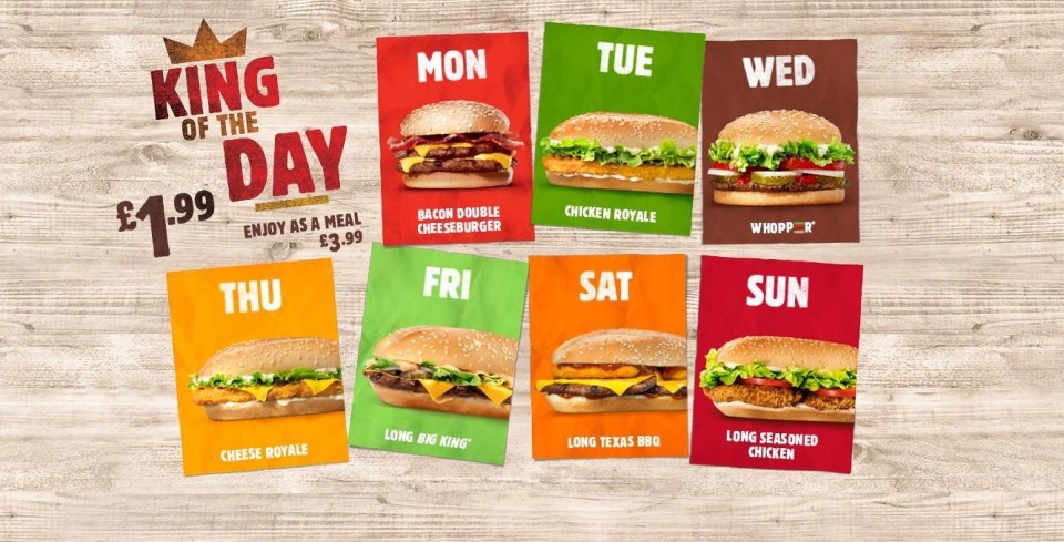 The offer is running on a different burger every day this week