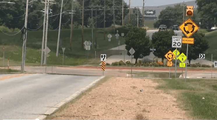 Anna had got out of the moving car at this roundabout in Bettendorf, Iowa, when she tripped over and smacked her head