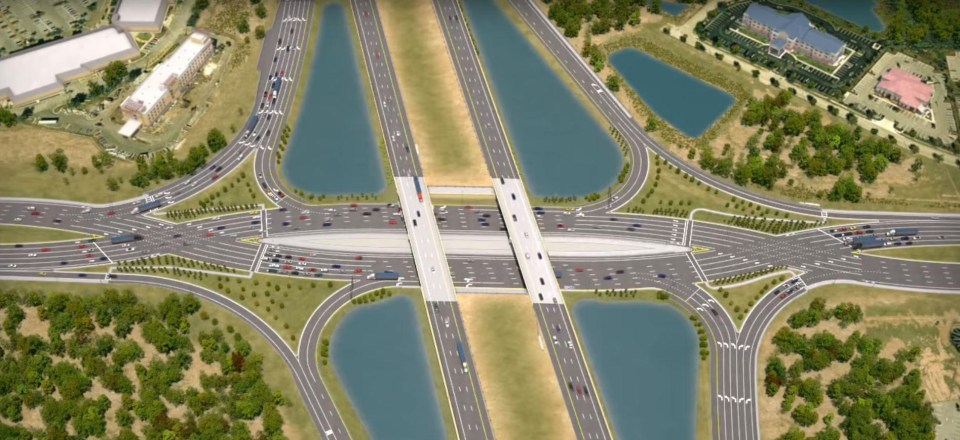 Diverging diamond interchanges mean drivers don’t have to turn across oncoming traffic