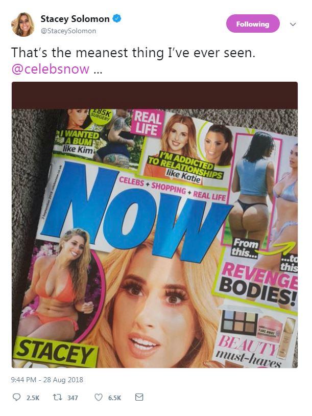  Stacey used Twitter to share her views on the magazine