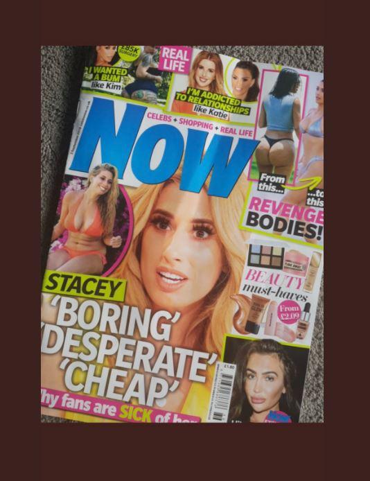  The cover called Stacey 'boring, desperate and cheap'