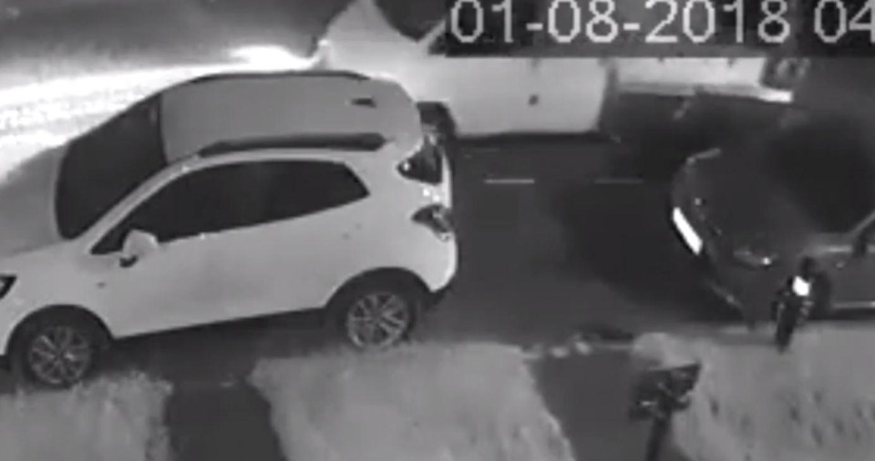 The truck was spotted on another camera driving past a car it later targeted