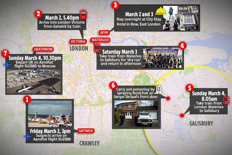  The suspects spent more than 55 hours in the UK before flying back to Russia