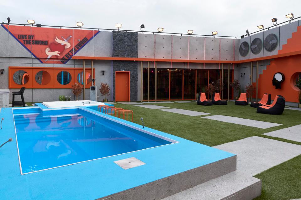  The swimming pool and garden of the Big Brother house