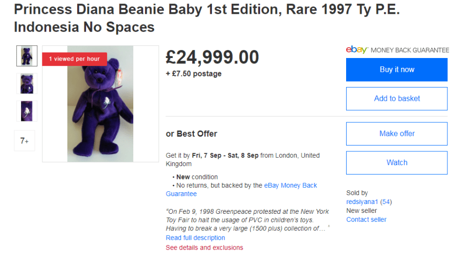  One is selling for nearly £25K on eBay