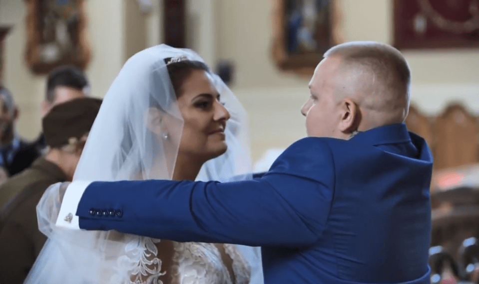  Joanna's veil was removed as she and her new husband tied the knot