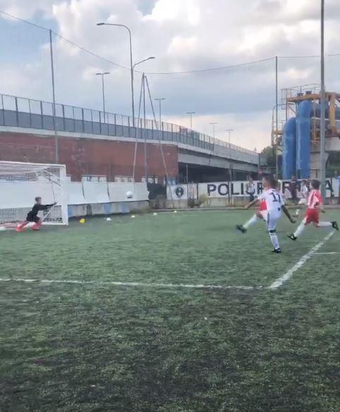  The ball flew into the top corner and past a stricken young keeper