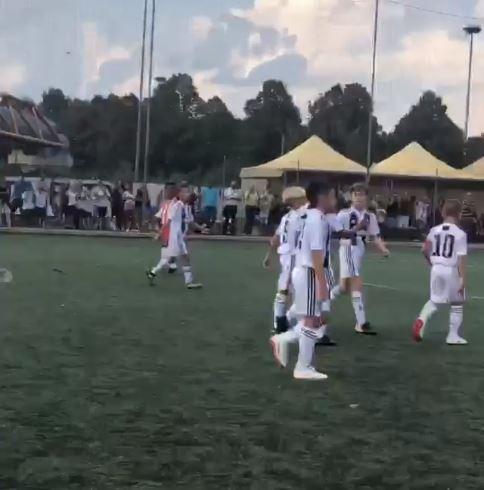  Cristiano Jr was then mobbed by his appreciative Juventus team-mates