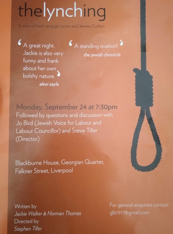  An advert for Ms Walker's one-woman play which was put on at the Labour conference