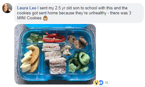  Laura Lee posted a picture of her son's 'unhealthy' lunch on Facebook