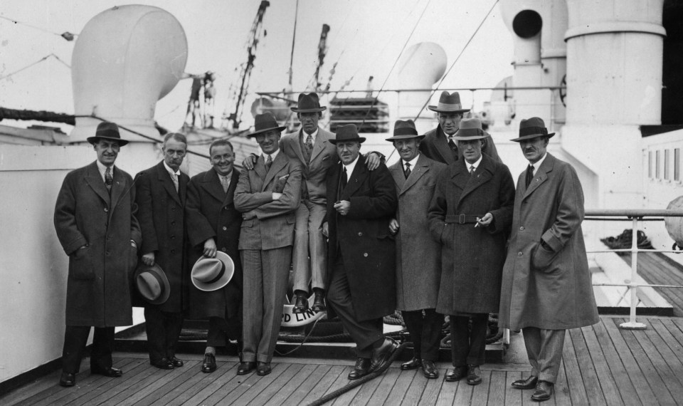 The British Ryder Cup team on Cunard Liner Aquitania on their way to America for the first tournament in 1927