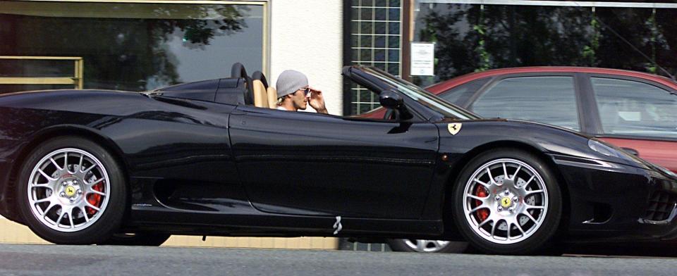  Becks after filling up his Ferrari 360 Spider at a petrol station