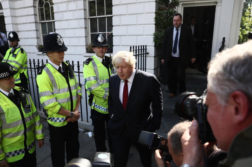 Boris leaves his £4m Islington townhouse after the results of the EU referendum. He and Marina Wheeler are set to split their assets