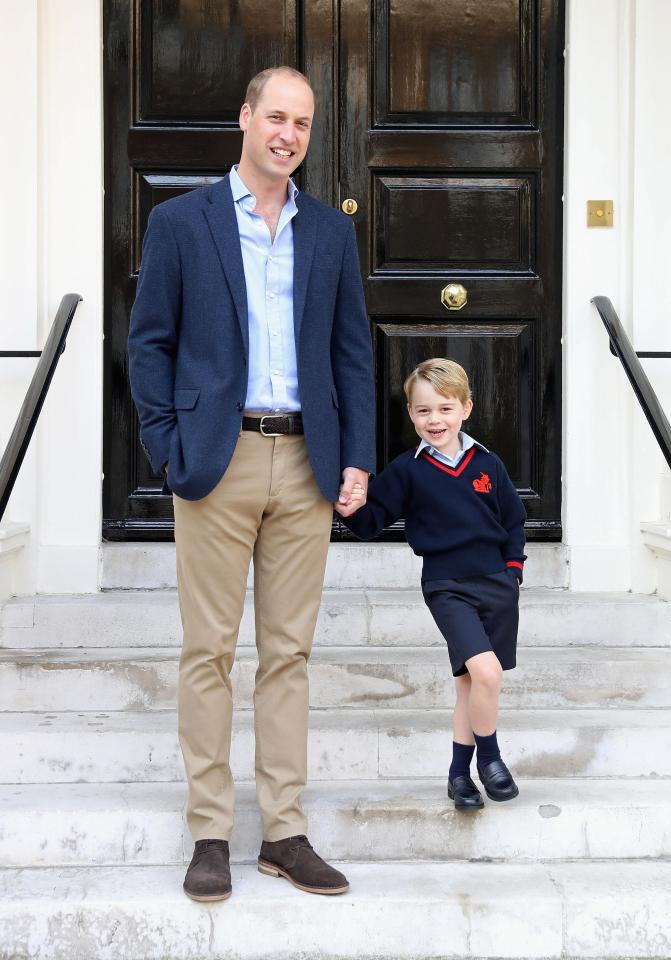  Prince William and Prince George were pictured on the steps of the school