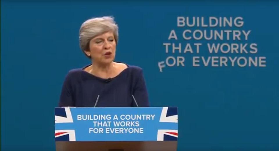  Last year the set started falling apart during Theresa May's keynote conference speech