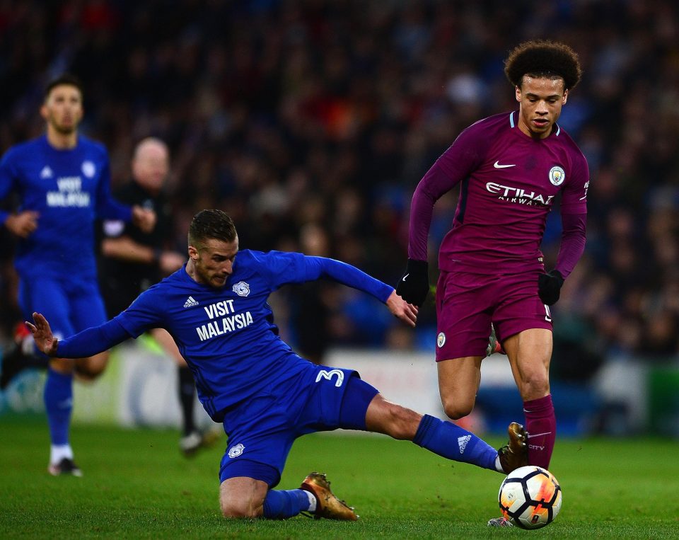  Joe Bennett's horror tackle on Leroy Sane was the talking point as the two teams met in last season's FA Cup when Cardiff were fighting for promotion to the Premier League