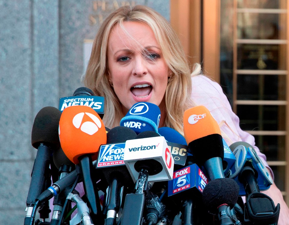 Stormy claims when she came out of the bathroom she found Trump waiting for him in his pants 